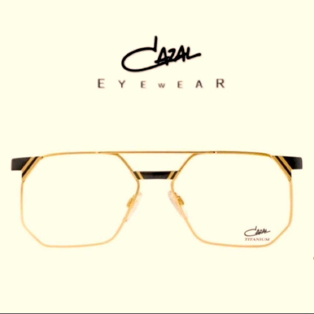 NWT Cazal designer eyeglass frame unisex gold/black trim sunglass Rx Vintage NEW